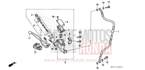 MAITRE-CYLINDRE FREIN AV. (CR500RN/RP/RR/RS/RT/RV) CR500RN de 1992